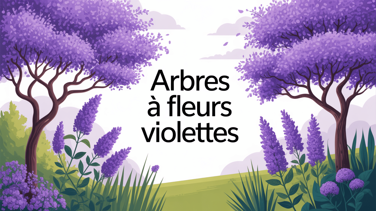 Jardin luxuriant avec arbres à fleurs violettes en illustration vectorielle
