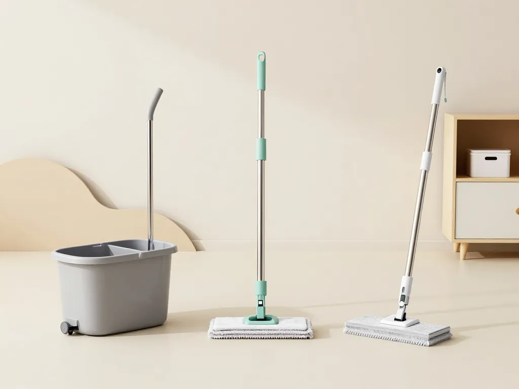 balai serpillère essorage facile différents systèmes en scène