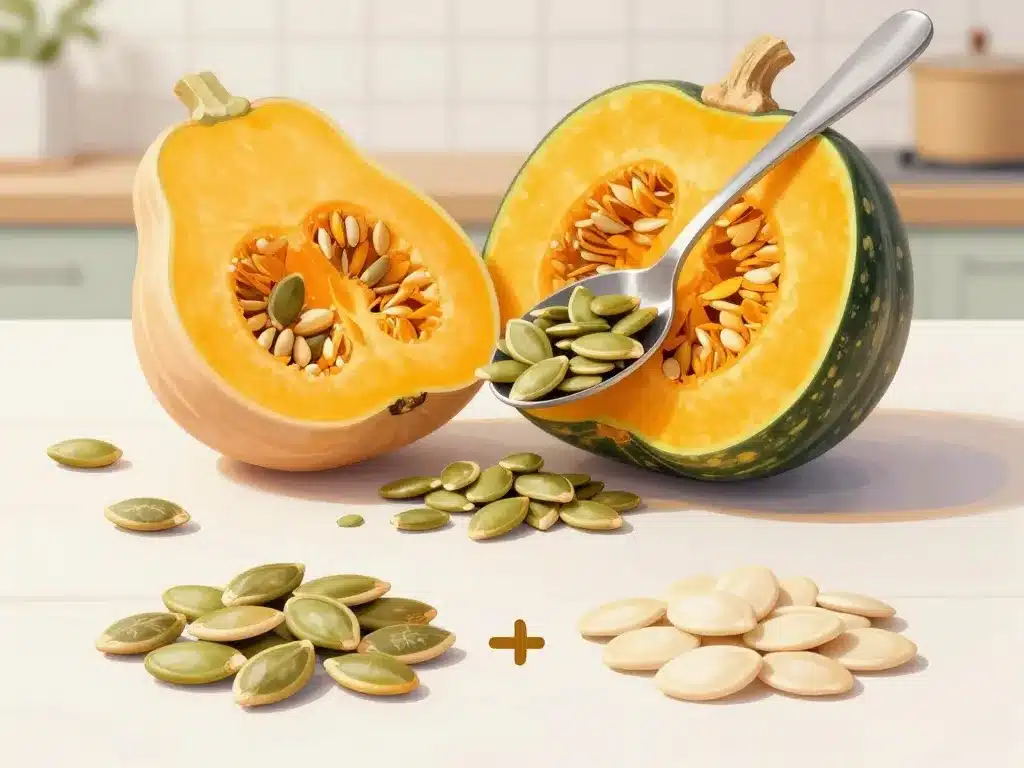 ouvrir choisir et extraire pour récupérer les graines de butternut pour planter