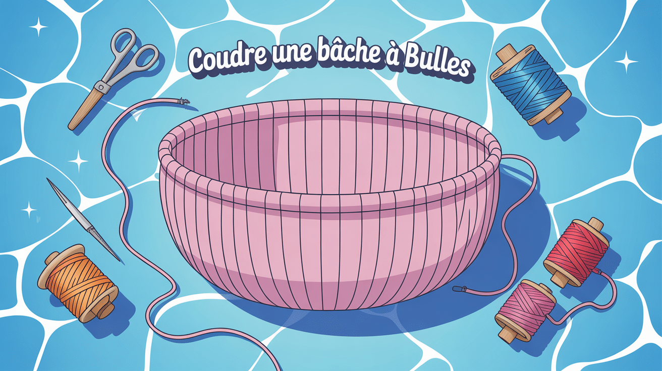 illustration comment coudre une bâche à bulle outils piscine
