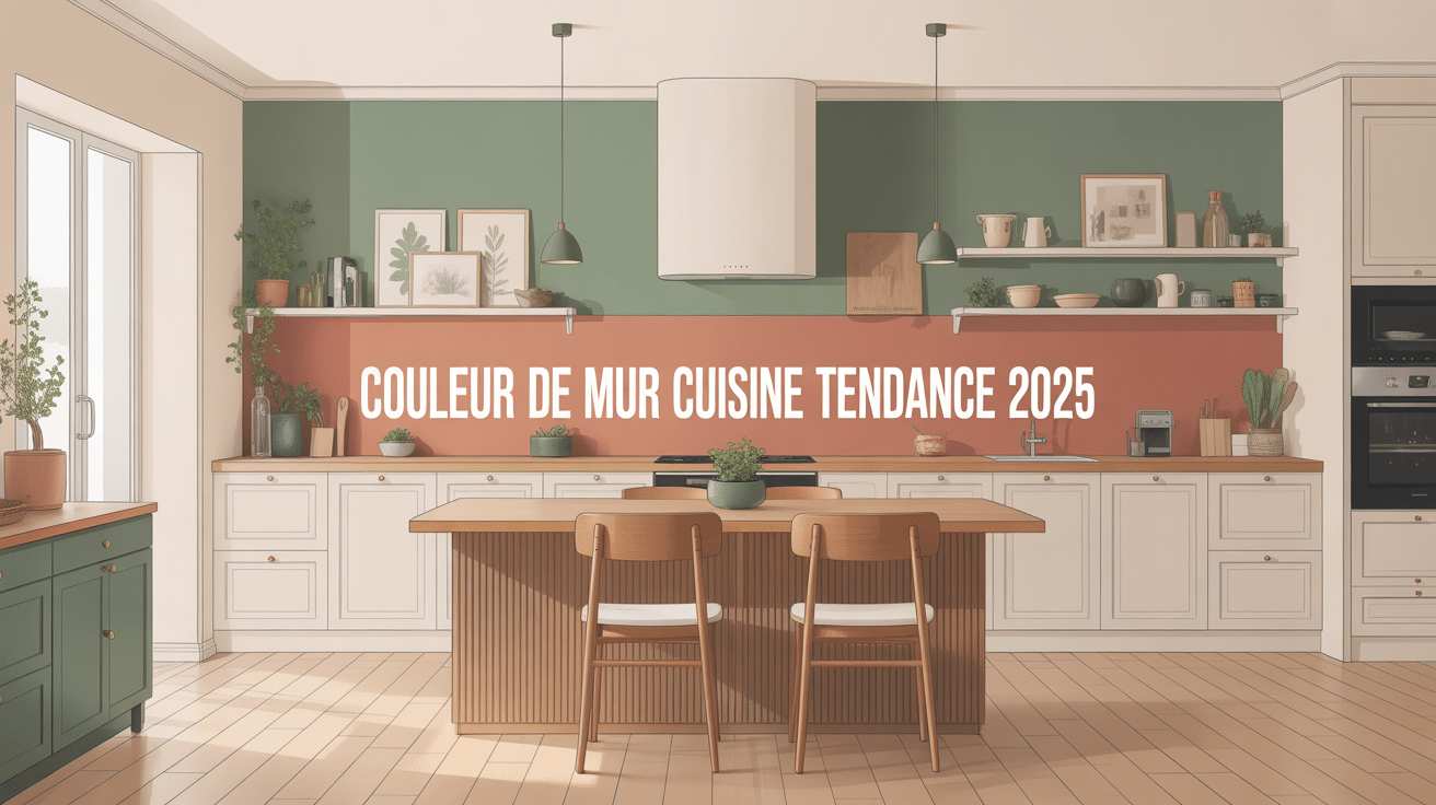 Cuisine moderne avec couleur mur cuisine tendance 2024