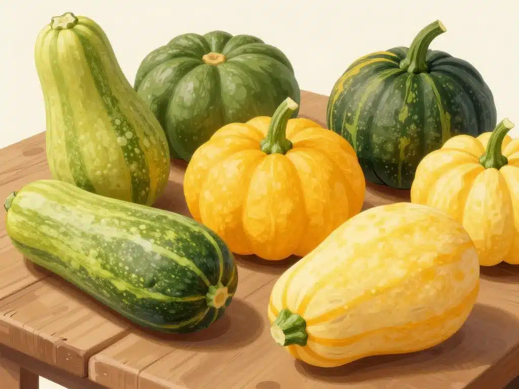 courge verte et jaune panorama variétés bicolores