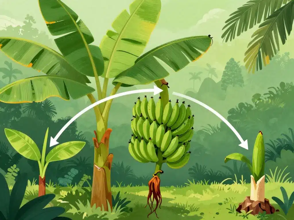 cycle de vie et durée de vie d'un bananier visuel