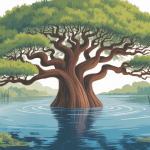 Illustration SEO cyprès chauve en bordure d'eau jardin