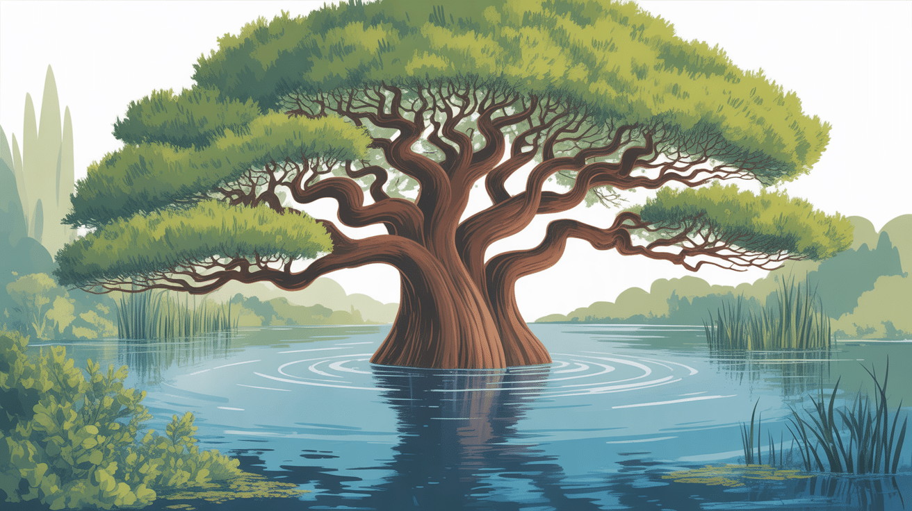 Illustration SEO cyprès chauve en bordure d'eau jardin