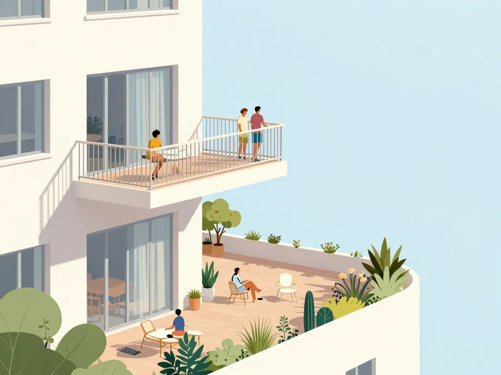 Différence entre balcon et terrasse par la structure et l'emplacement