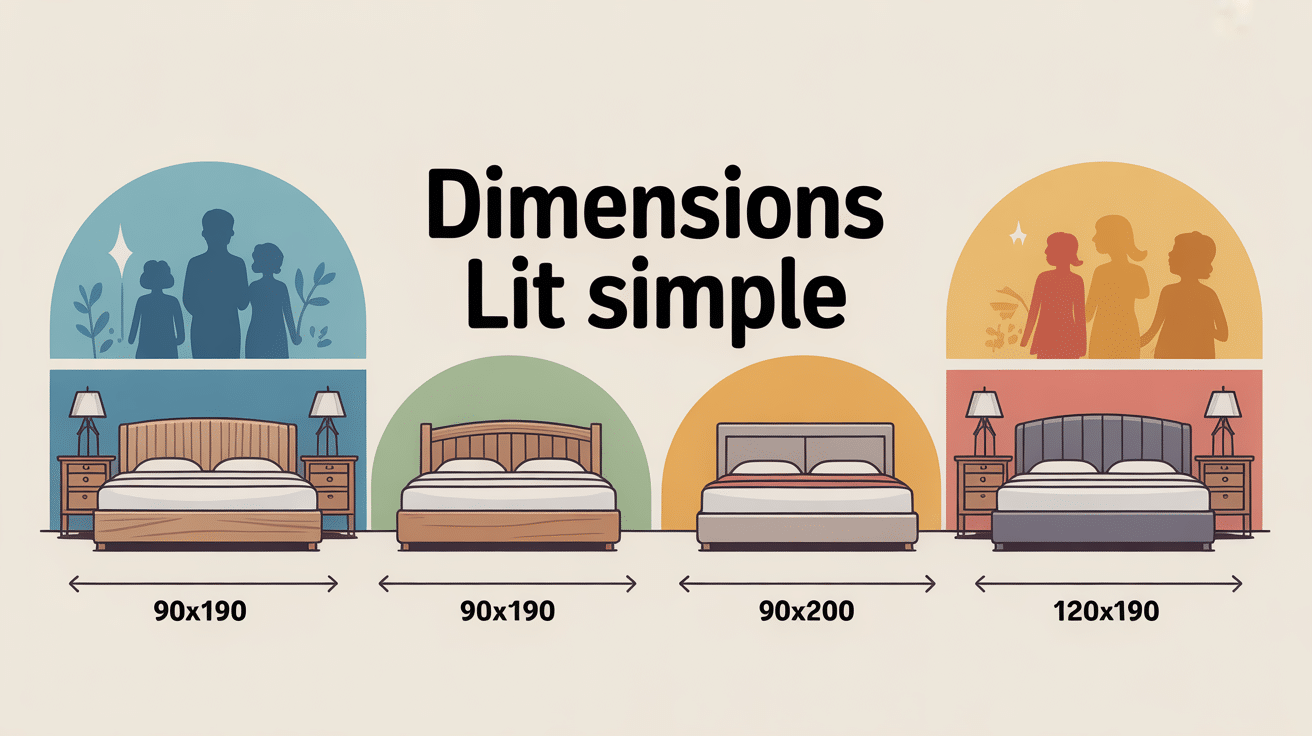 dimensions lit simple différents standards