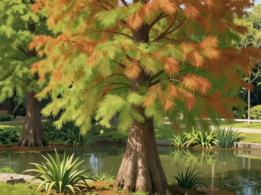 Editorial illustration SEO cyprès chauve emplacement jardin