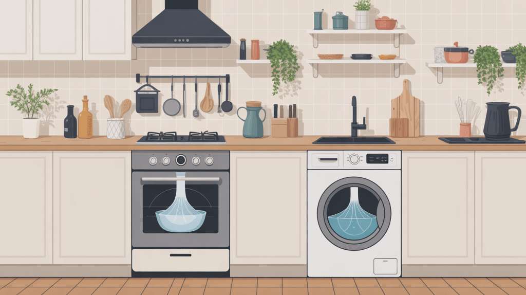 évacuation évier lave-vaisselle illustrée dans une cuisine moderne