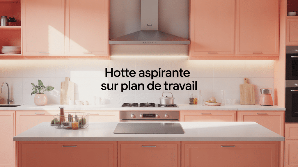 hotte aspirante sur plan de travail dans cuisine ouverte moderne design