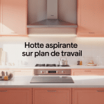 hotte aspirante sur plan de travail dans cuisine ouverte moderne design