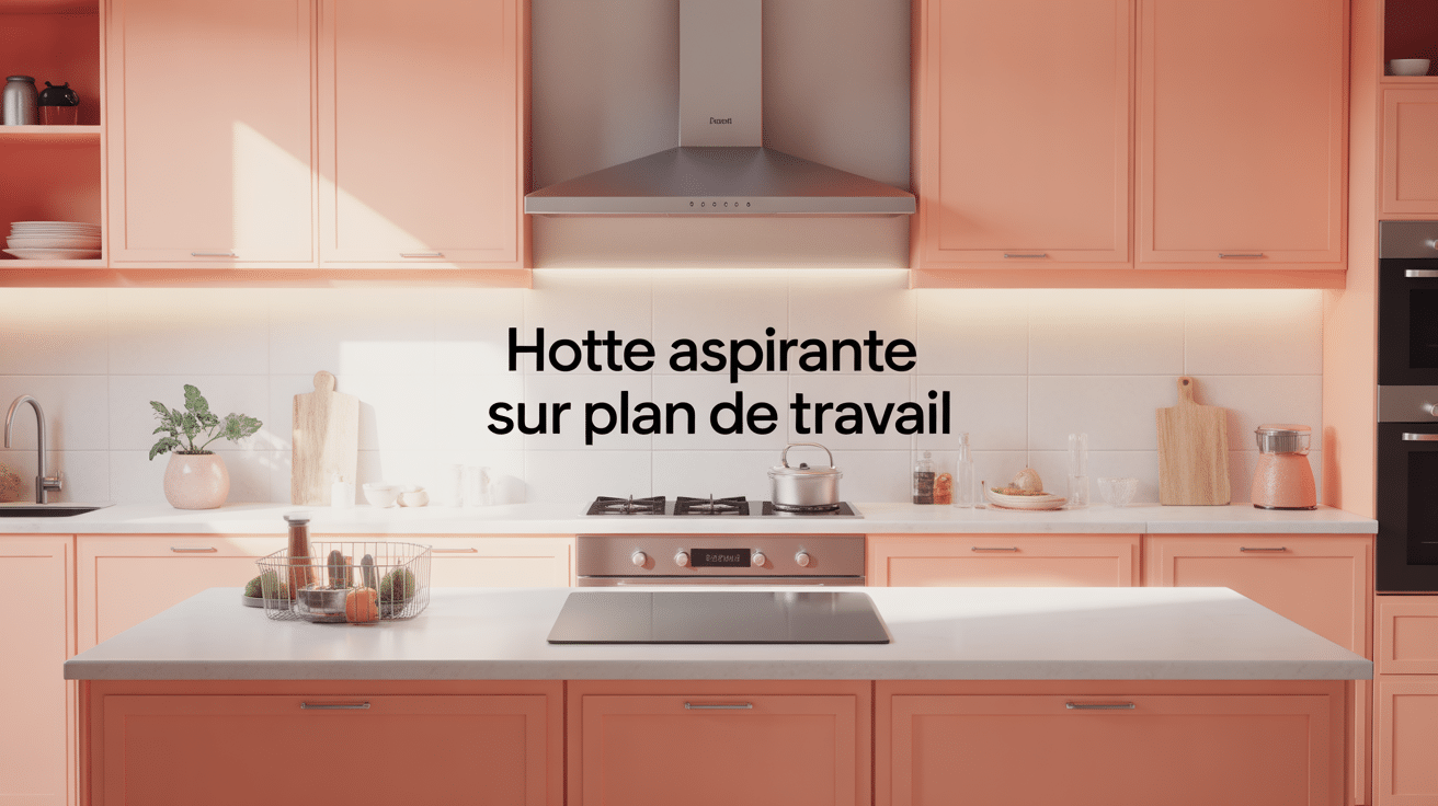 hotte aspirante sur plan de travail dans cuisine ouverte moderne design