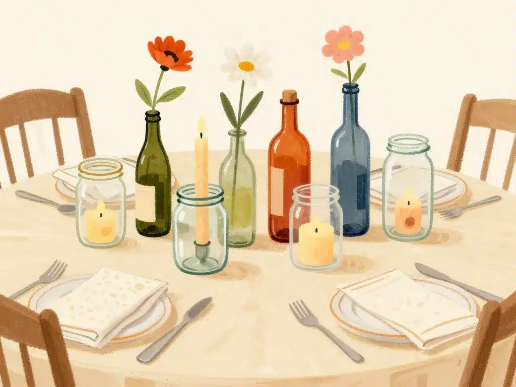 Décoration de table facile à réaliser avec objets quotidiens