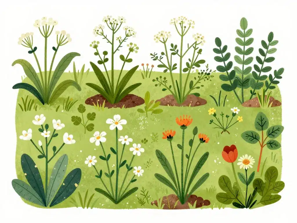 identifier mauvaises herbes à fleurs blanches jardin