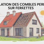 illustration 3D stylisée isolation combles perdues fermettes maison