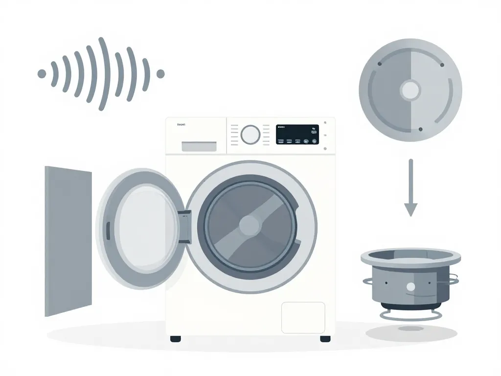 concept diagramme lave linge top silencieux réduction bruit
