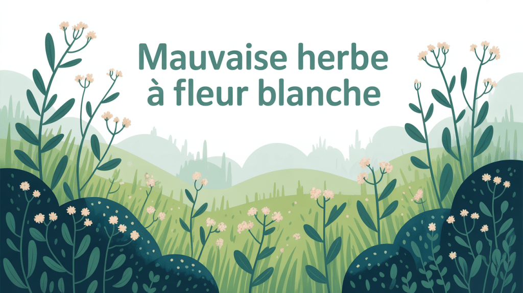 illustration mauvaises herbes à fleurs blanches jardin