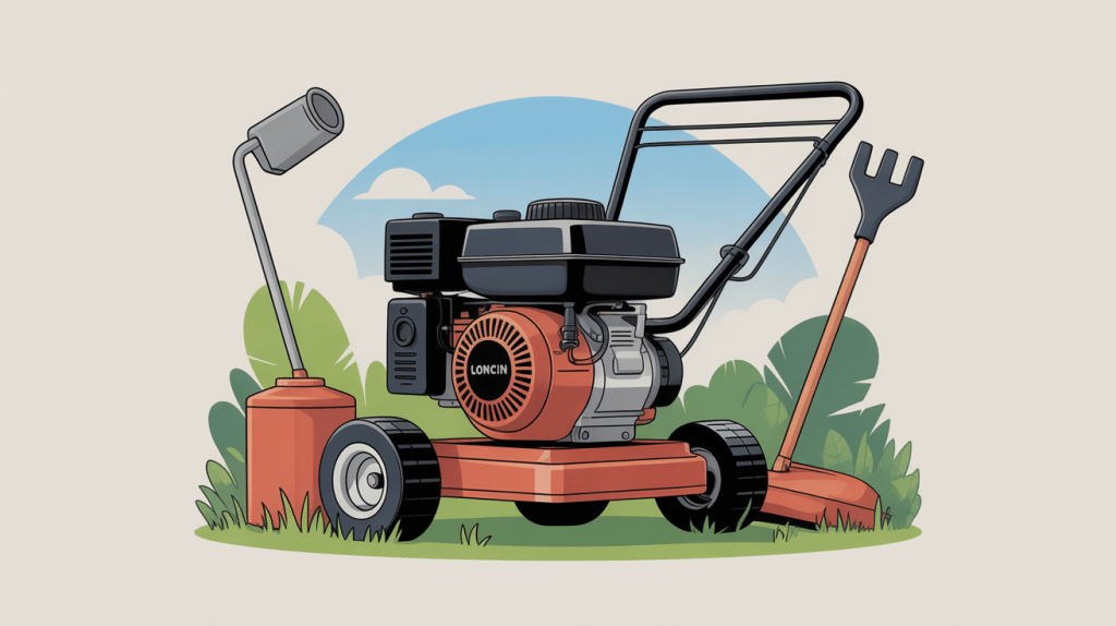 illustration moteur loncin avec outils jardin chantier loisirs