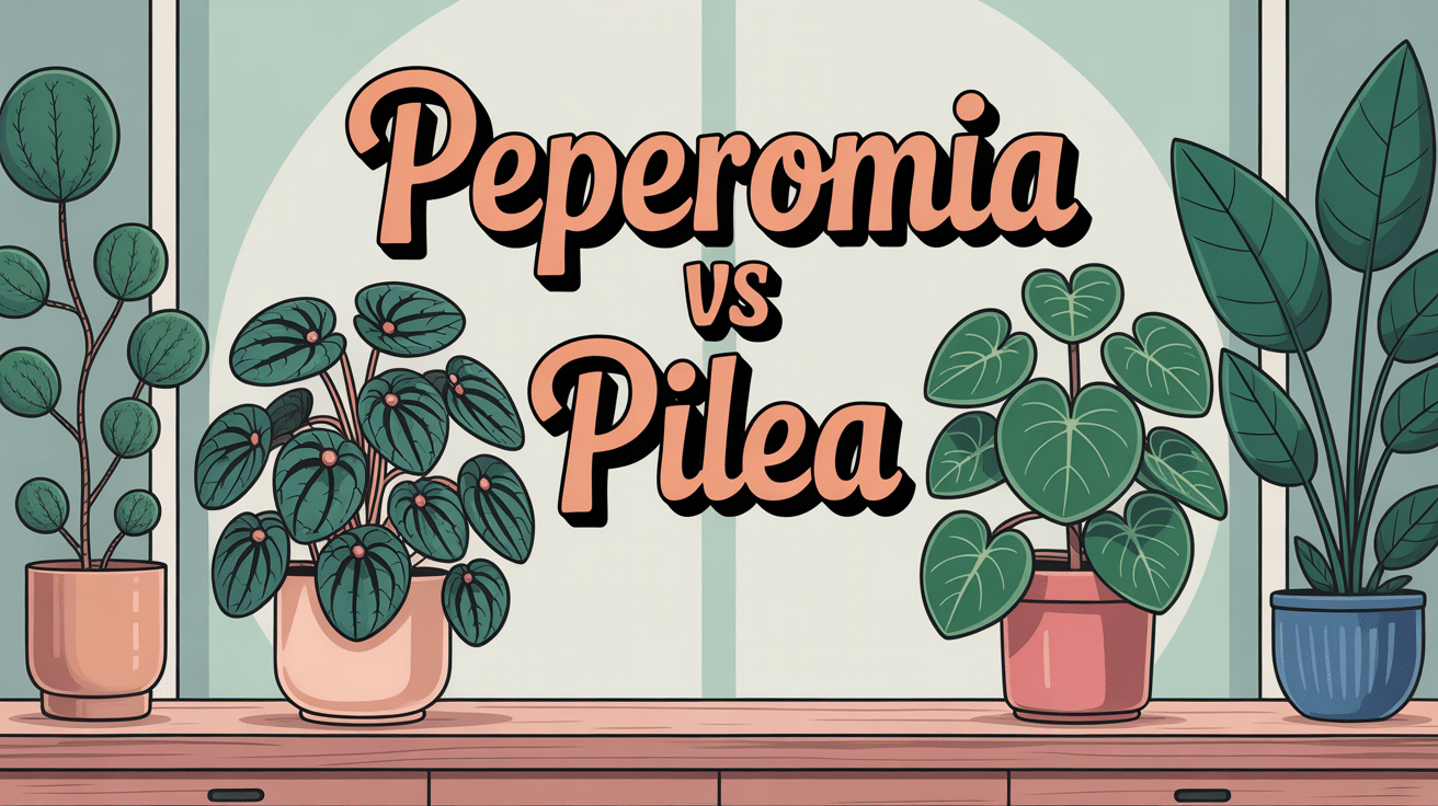 peperomia vs pilea côte à côte dans un intérieur lumineux