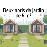 vue globale avec 2 abris de jardin de 5m2 distincts