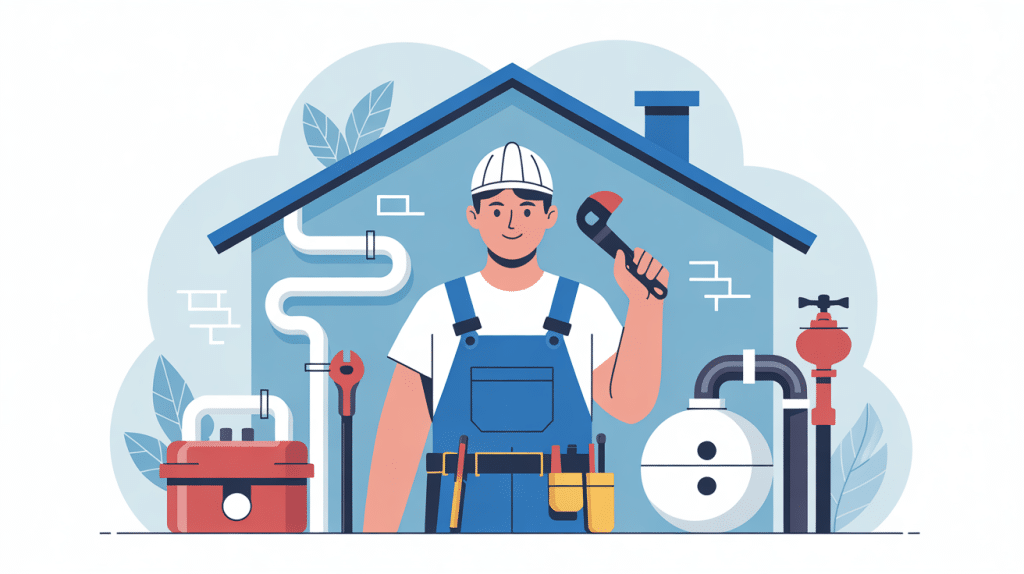 illustration vectorielle plombier andres thème plomberie