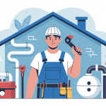 illustration vectorielle plombier andres thème plomberie