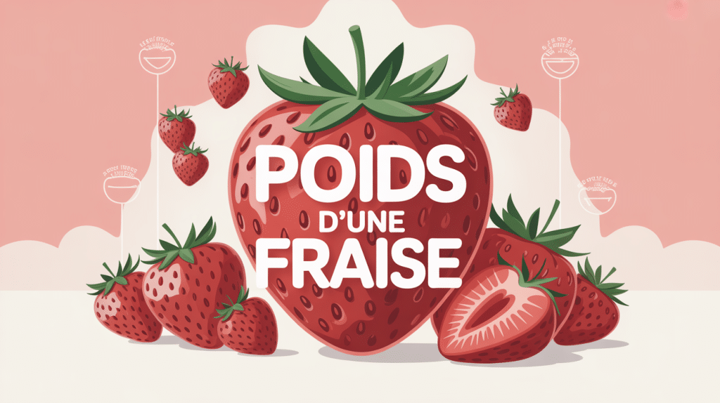 Illustration poids d'une fraise et tailles variées