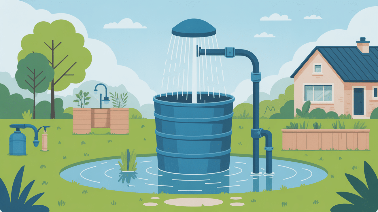 illustration pompe pour eau de pluie moderne écologique