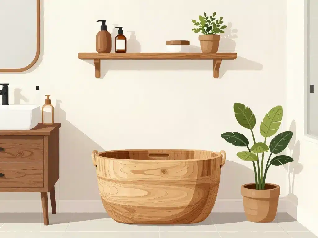 poubelle de salle de bain en bois intégrée décoration contemporaine