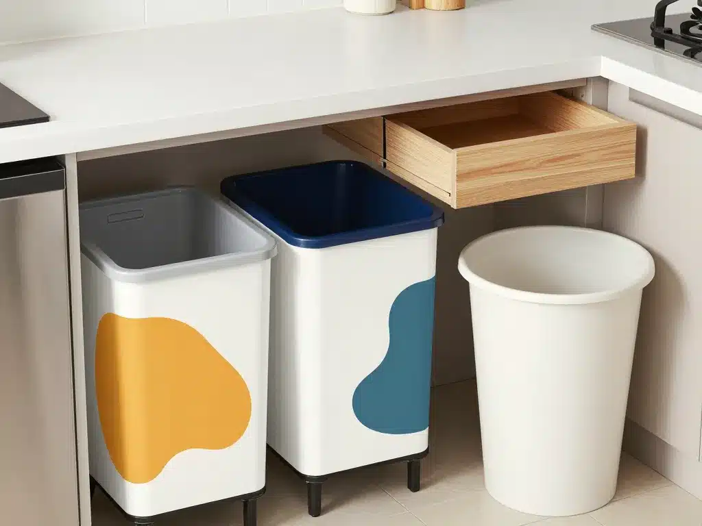 diagramme types poubelle pour plan de travail cuisine