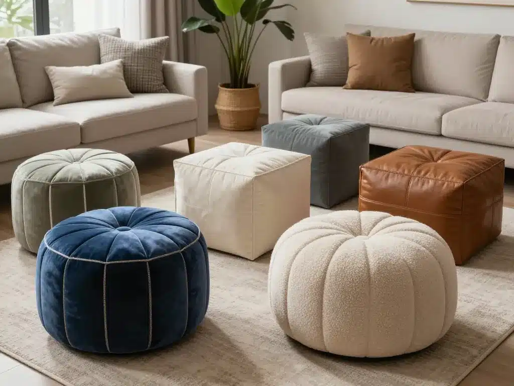 pouf design comparaison formes et matières