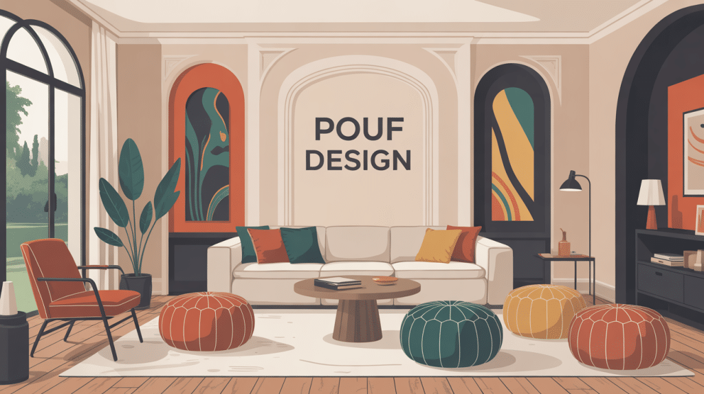 pouf design mis en scène dans salon moderne