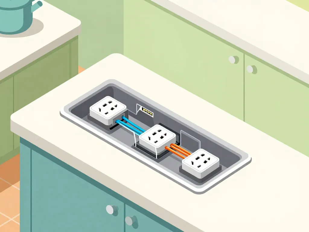 schéma fonctionnement prise encastrable plan de travail cuisine