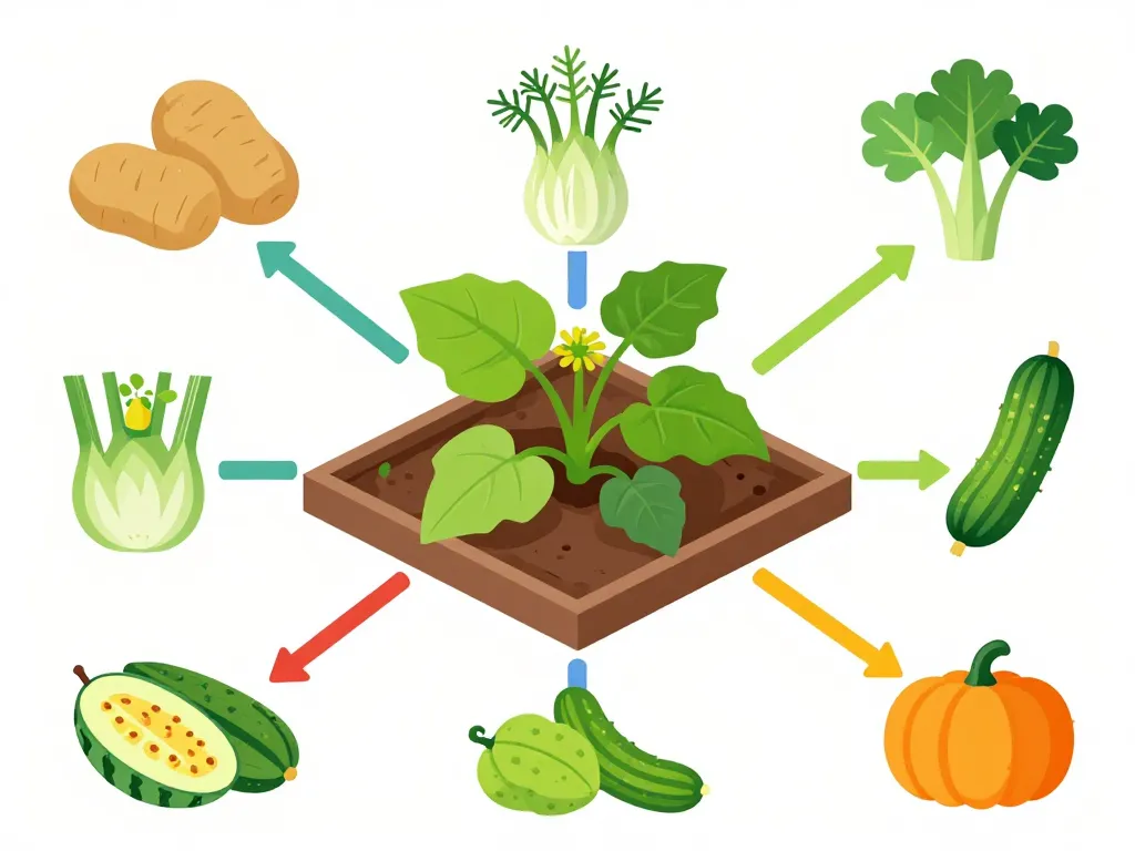 concept diagram quel legume ne pas planter a cote des courgettes