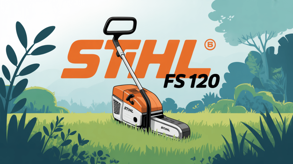 sthil fs 120 en action sur herbes hautes jardin