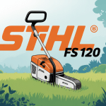 sthil fs 120 en action sur herbes hautes jardin