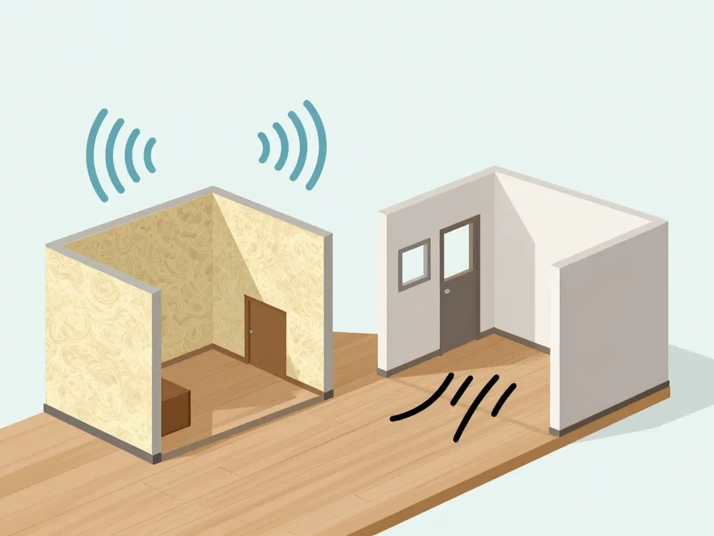 tableau comparatif isolant phonique bruit aérien et impact symbole