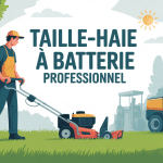 taille haie à batterie professionnel illustration jardinage