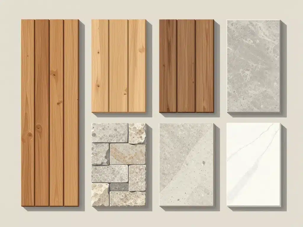 matériaux terrasse d'été bois pierre composite béton