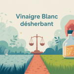 illustration vinaigre blanc désherbant interdit balance justice jardin