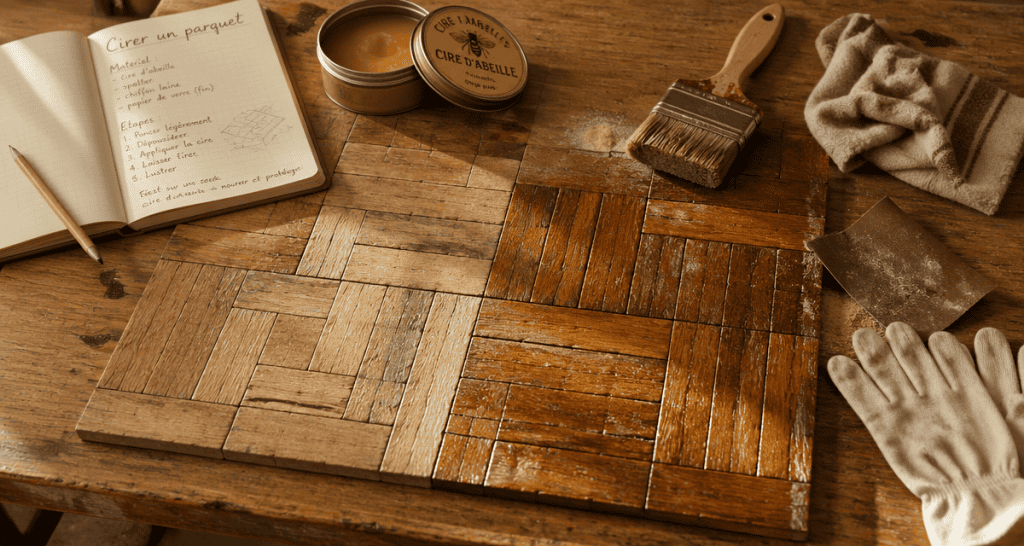 comment cirer un parquet ancien avec cire et outils
