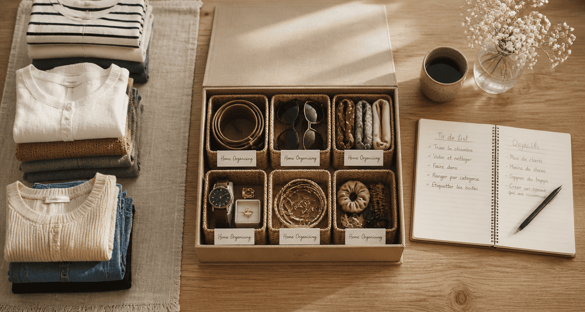 Aide rangement maison vue table organisée