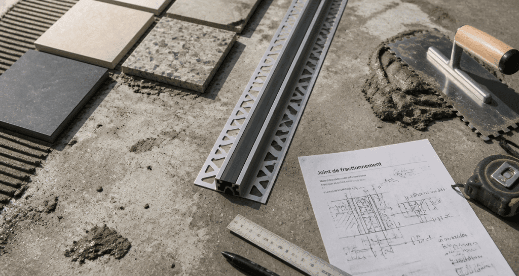 Carrelage joint de fractionnement chantier béton