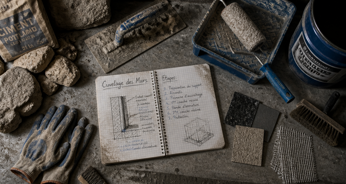 cuvelage mur outils étanchéité cave