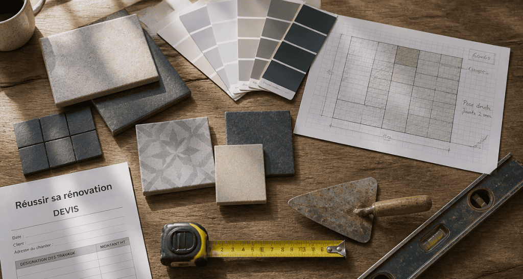dalais-carreleur reussir sa renovation échantillons carrelage outils