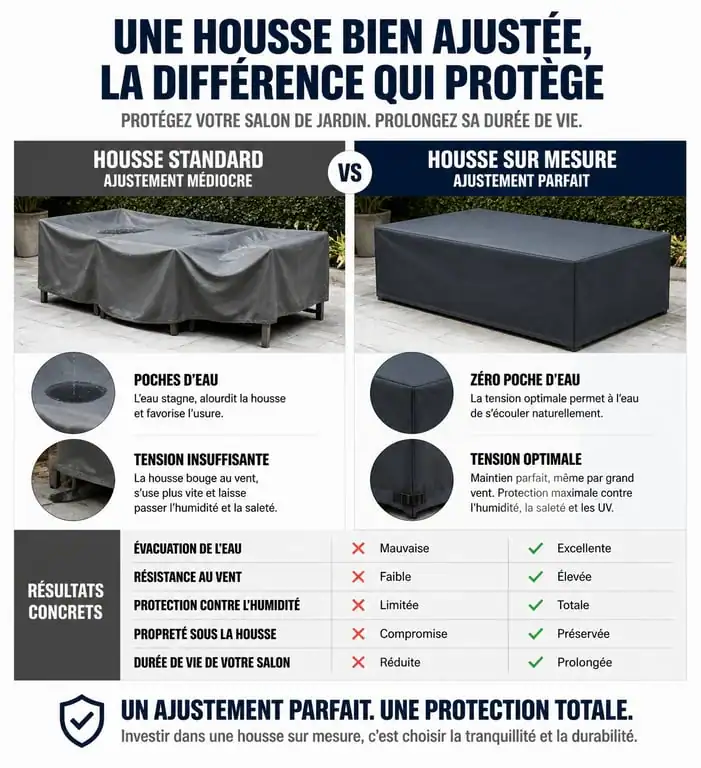 Comparaison entre housse de salon de jardin standard et housse sur mesure pour une protection optimale
