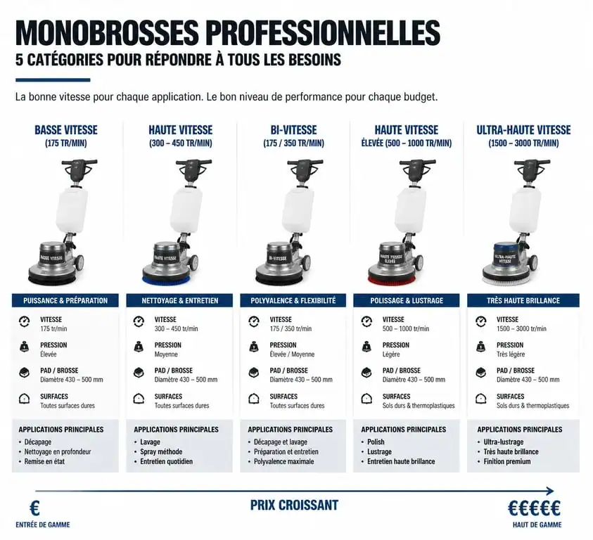Comparatif des prix et usages des monobrosses professionnelles