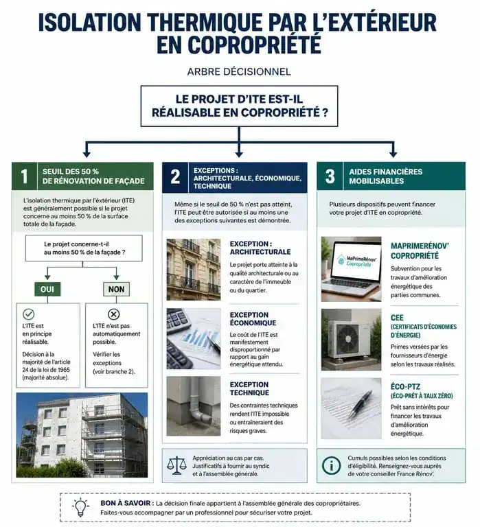 Infographie du processus de décision pour l'obligation d'isolation thermique par l'extérieur en copropriété