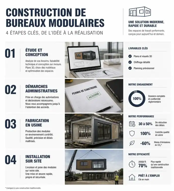 Étapes clés de la construction de bureaux modulaires