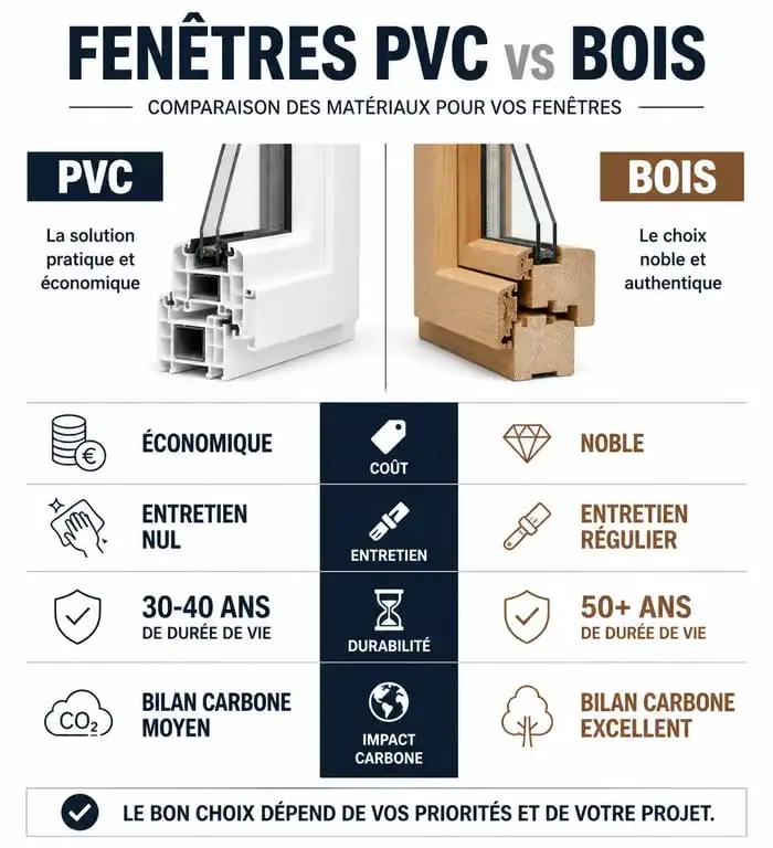 Comparatif fenêtres PVC ou bois pour la rénovation : avantages et inconvénients